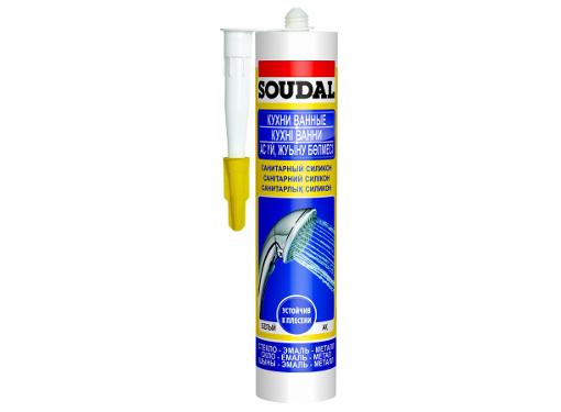 Изображение товара Герметик силиконовый Soudal белый 280 мл для ванной и кухни