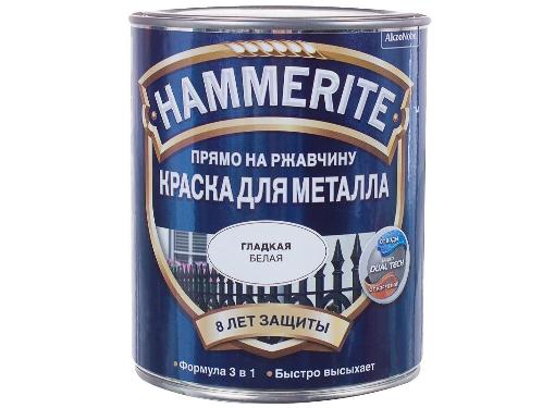 Изображение товара Краска HAMMERITE гладкая белая 0,25 л для металлических поверхностей