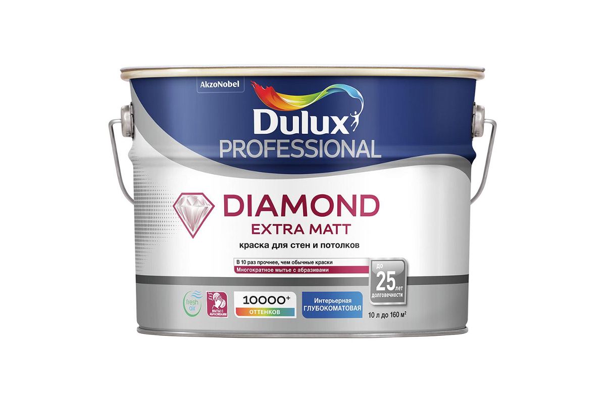 Краска Dulux Diamond Extra Matt BW белая 10 л - цена, фото и инструкция -  купить в Москве, СПб и РФ