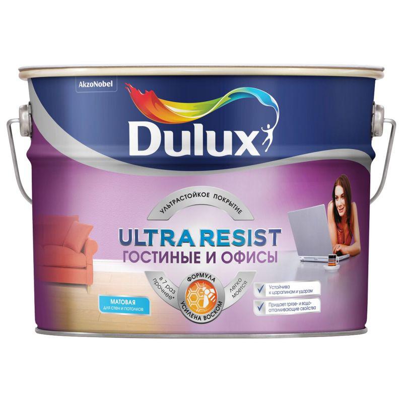 фото Краска dulux ultra resist для гостиной и офиса bw 2,5 л