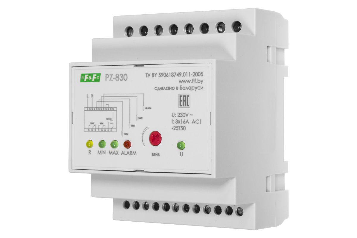 Avr 01 s. Реле Евроавтоматика. Реле контроля напряжения Евроавтоматика. PZ 830 реле контроля уровня. Схема подключения реле контроля уровня pz830.