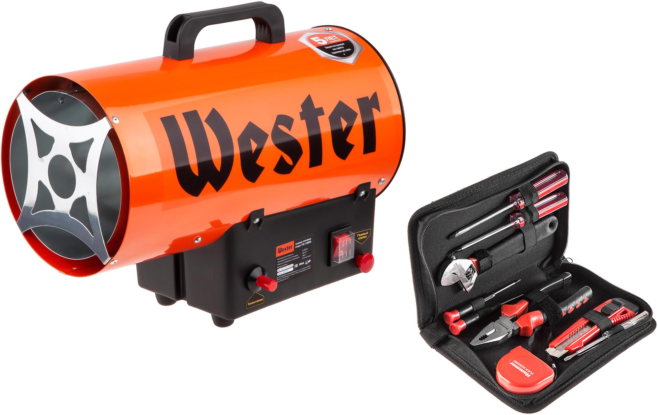 

Набор Wester Тепловая пушка tg-12000 +Набор инструментов 601-035 9 предметов, Тепловая пушка tg-12000 +Набор инструментов 601-035 9 предметов