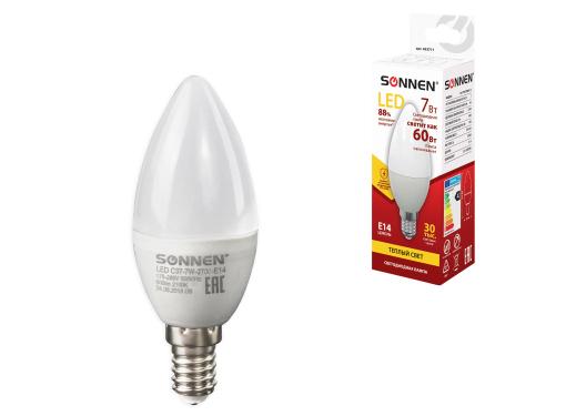 Изображение товара Светодиодная лампа SONNEN C37-7W-2700-E14, E14, 7 Вт, теплый белый свет
