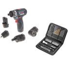 Изображение товара Аккумуляторная дрель Bosch GSR 12V-15 FC с набором бит и сверл и гибкими насадками Изображение товара Аккумуляторная дрель Bosch GSR 12V-15 FC с набором бит и сверл и гибкими насадками