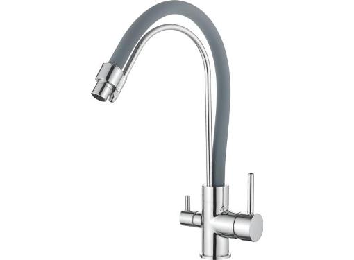 Изображение товара Смеситель для кухни LEDEME L4755-9 с двумя изливами и фильтром, хром серый