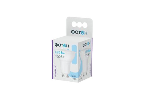 Изображение товара Светодиодная лампа ФОТОН MR16 6W GU10 6500K холодный белый свет