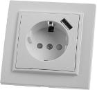 Изображение товара Розетка STEKKER Эрна PST16-9011-01 с USB и защитной шторкой белая