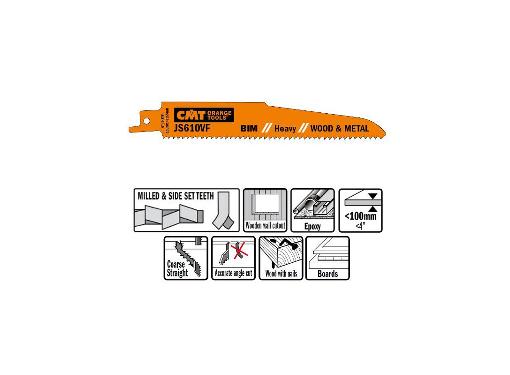 Изображение товара Пилки сабельные CMT JS610VF-5 150 мм BIM для дерева и металла 8 TPI 5 шт