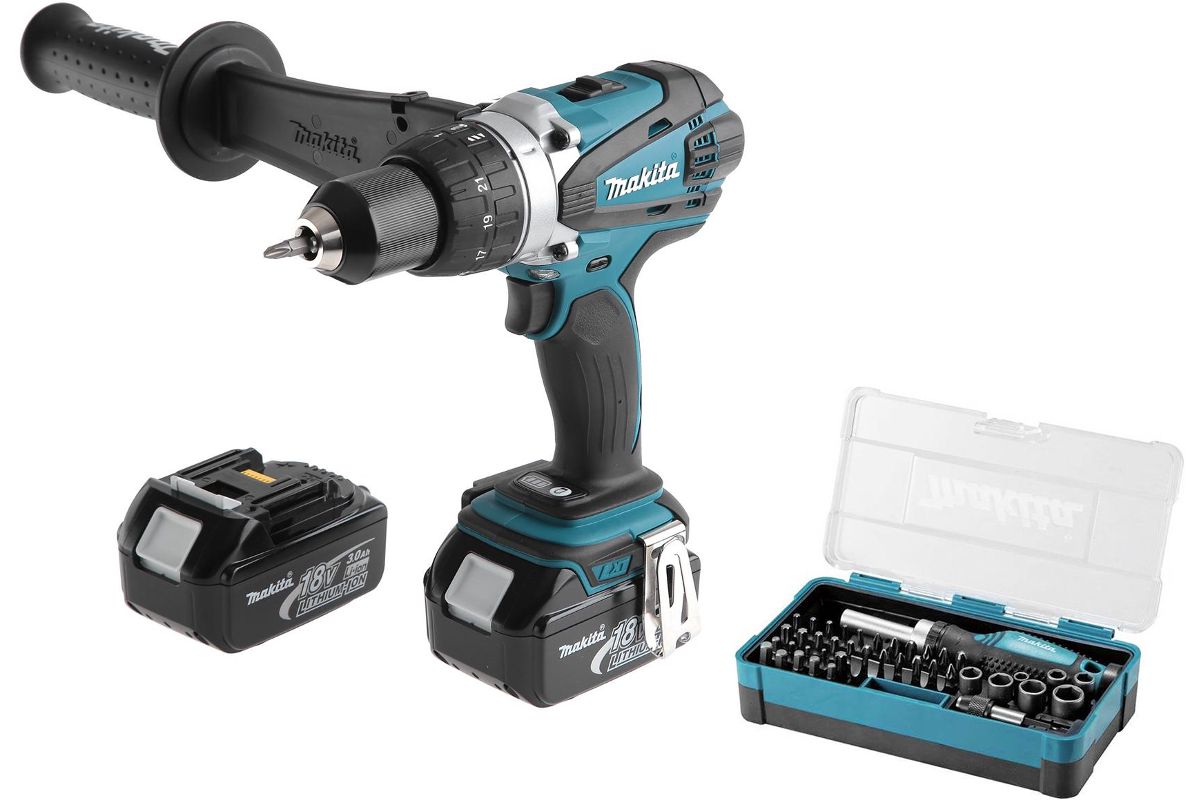 Набор Makita Дрель аккумуляторная DDF458RFE LiION +Набор бит B-36170 -  цена, фото - купить в Москве, СПб и РФ