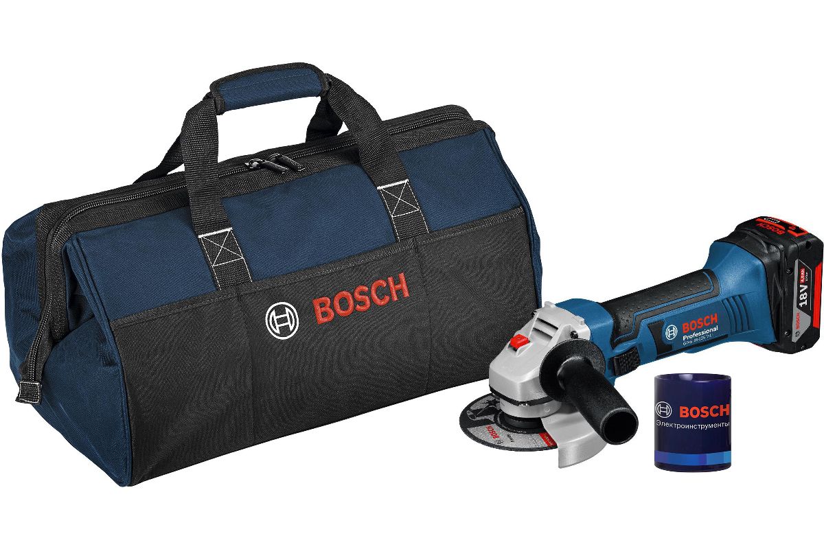 Набор Bosch УШМ (болгарка) GWS 18-125 V-LI (0615990L6G), 1Х40Ач + ЗУ  GAL18-V40 +Сумка 1619BZ0100 +Кружка 1619M00Y8Z - цена, фото - купить в  Москве, СПб и РФ