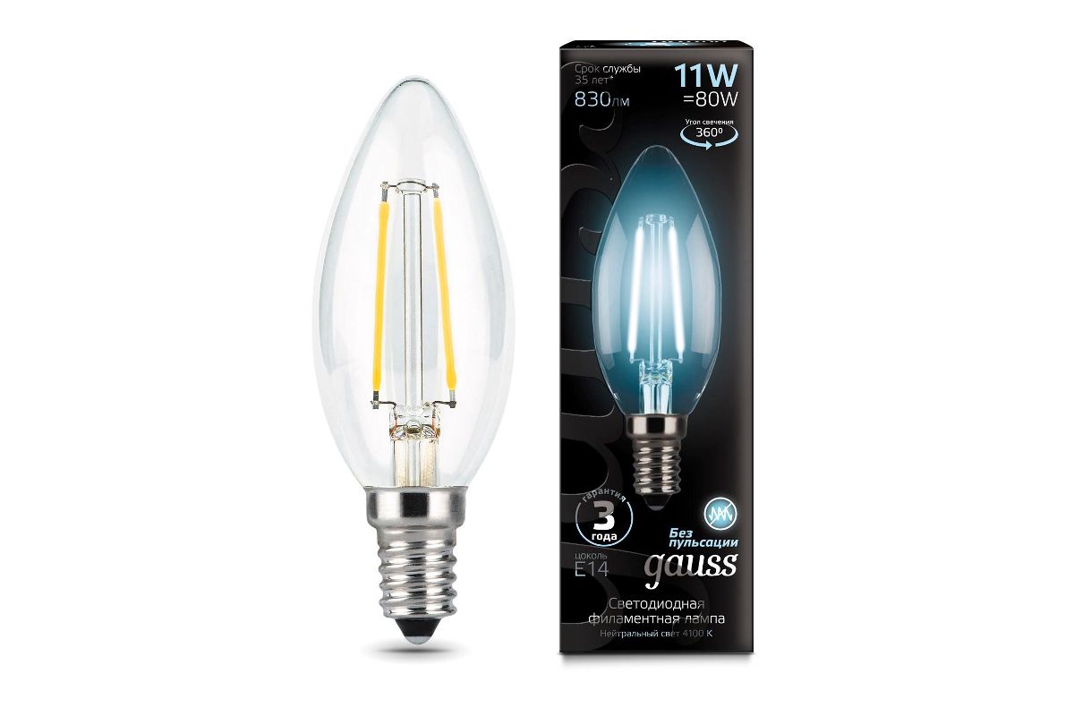 Лампа светодиодная Gauss 103801211 LED Filament - цена, видео, фото -  купить в Москве, СПб и РФ