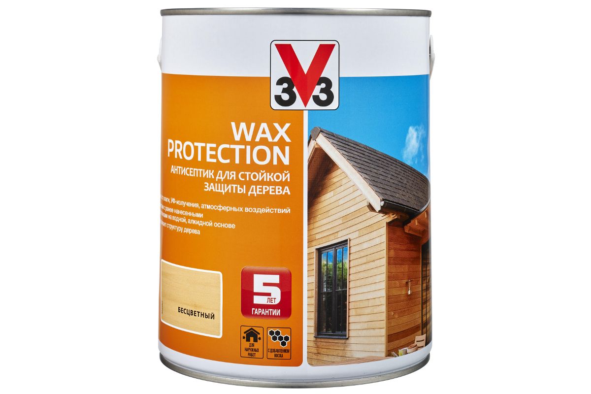 Антисептик для дерева V33 WAX PROTECTION Бесцветный 0,9 л (117368) купить в  220 Вольт