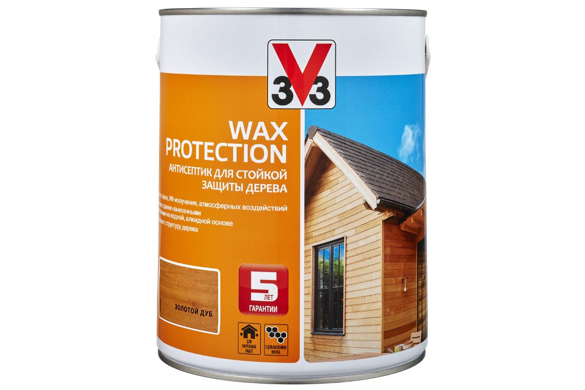 Антисептик V33 WAX PROTECTION Золотой дуб 0,9 л (117371) купить в 220 Вольт