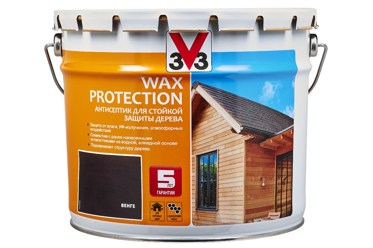 Антисептик для дерева V33 WAX PROTECTION Венге 9 л (117385) купить в 220  Вольт