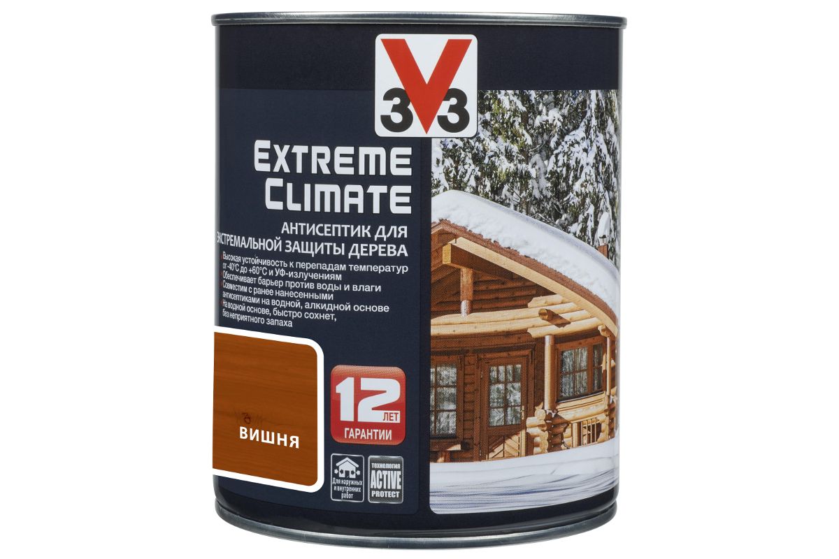 Антисептик для дерева V33 Extreme Climate вишня 9 л (117450) купить в Уфе  по доступной цене: характеристики и фото