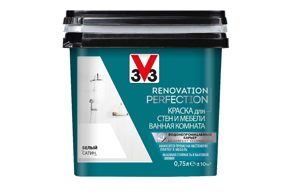 Краска для ванной V33 RENOVATION PERFECTION Белый 0,75 л купить в 220 Вольт