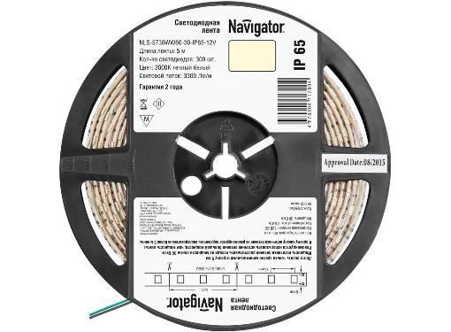 Изображение товара Светодиодная лента Navigator NLS-5730WW60-30-IP65-12V R5 монтаж наружный и внутренний
