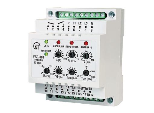 Изображение товара Блок защиты электродвигателей НОВАТЕК-ЭЛЕКТРО УБЗ-301 (63-630А) для трехфазных систем 380 В