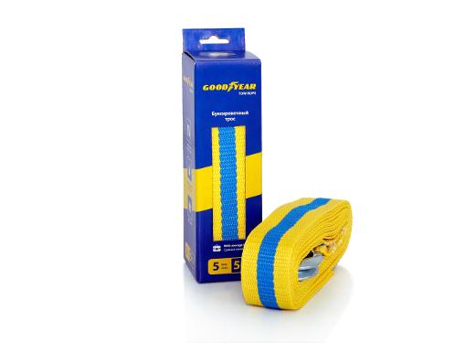 Изображение товара Трос буксировочный GOODYEAR GY004001 5 тонн, ленточный, с крюками