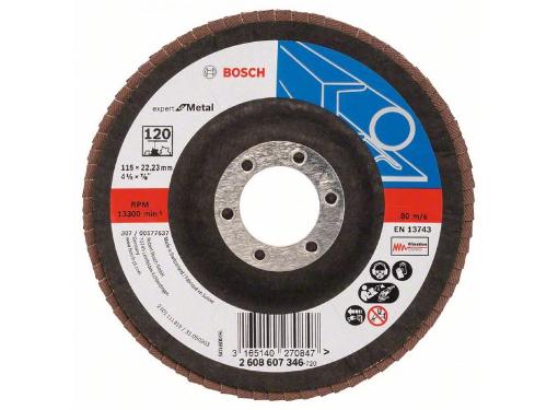 Изображение товара Круг лепестковый торцевой BOSCH КЛ 115х10х22,23 K120 угл. для металла