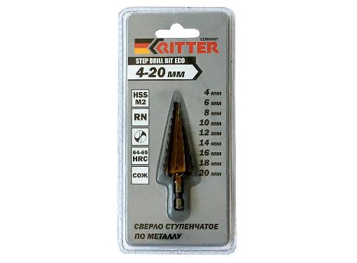 Изображение товара Сверло ступенчатое Ritter 4-20мм HSS с шестигранным хвостовиком