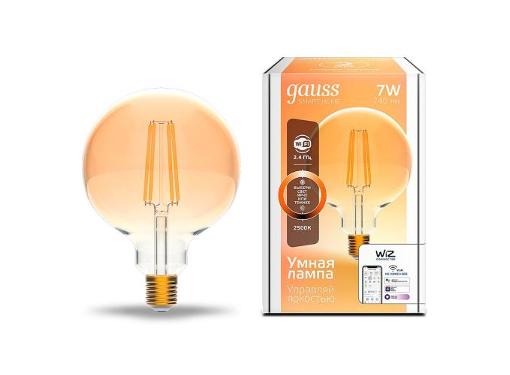 Изображение товара Светодиодная лампа GAUSS Smart Home DIM E27 G95 Golden 7 Вт теплый белый свет