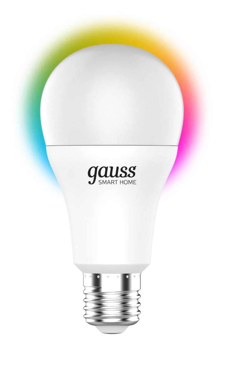 фото Лампа светодиодная gauss smart home rgbw e27 a60 8.5 вт 2700-6500k 1/10/100