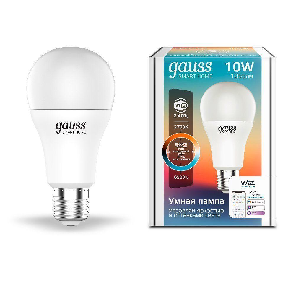 фото Лампа светодиодная gauss smart home dim+cct e27 a60 10 вт 1/10/100
