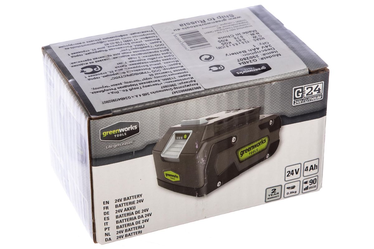 Greenworks 24v g24b4. Аккумулятор GREENWORKS g24b4, 24v, 4 а.ч. Аккумулятор GREENWORKS g24b4. 2902807 4 А/Ч. Аккумуляторный блок GREENWORKS g24b4 2902807 24 в 4 а·ч.