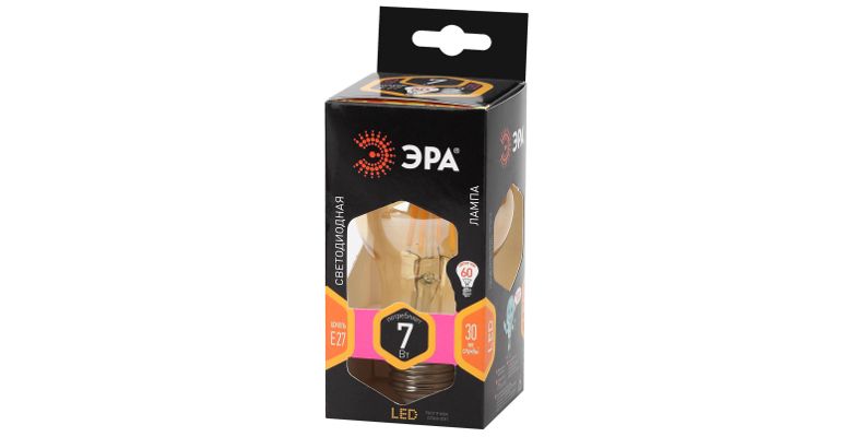 Лампа светодиодная ЭРА F-LED A60-7W-827-E27 gold (Б0035037)