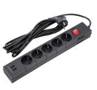 Изображение товара Сетевой фильтр DUWI 32589 5 с 5 гнездами и 2 USB-портами