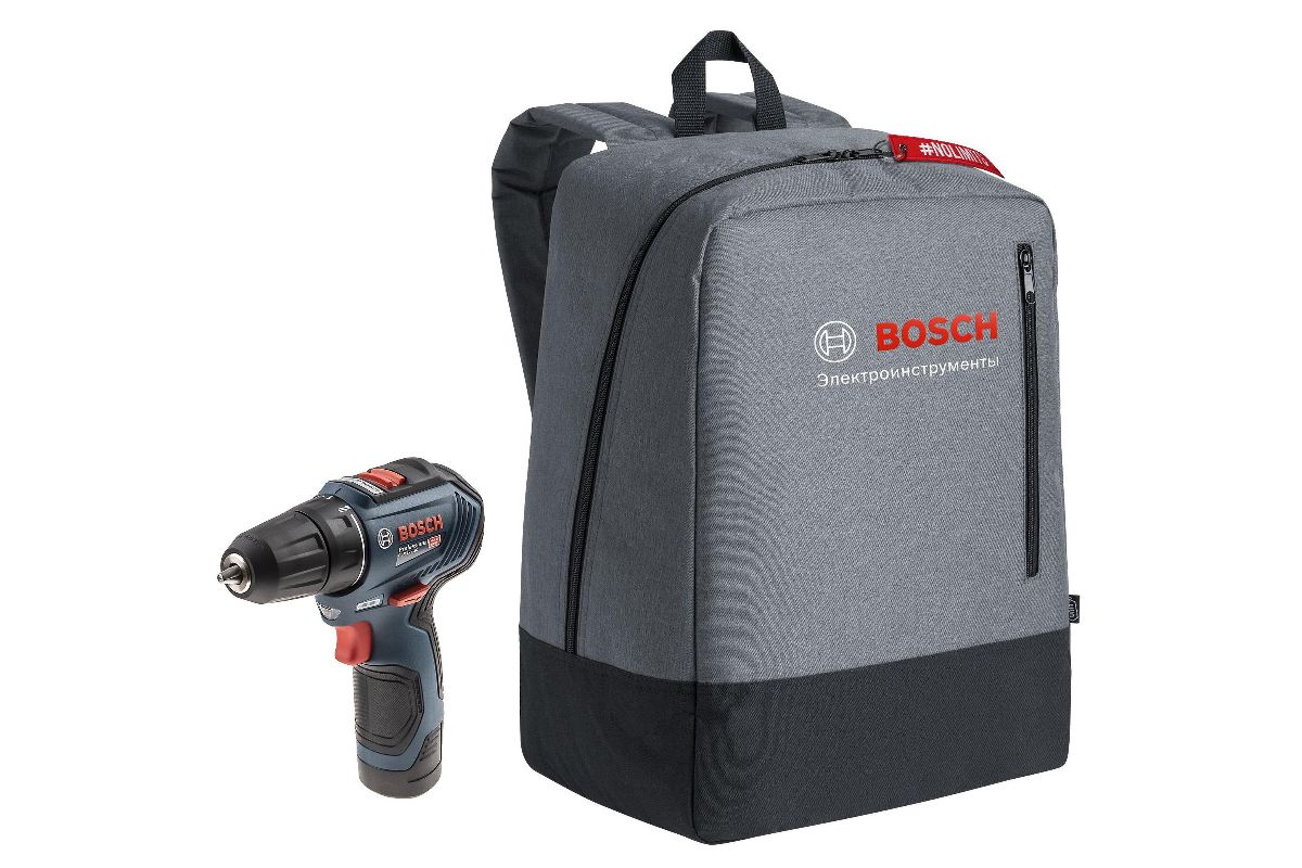 Набор Bosch Дрель-шуруповерт GSR 12V-30 06019G9020, кейс, 2x2.0 Ач +Рюкзак  PRO 1619M00Z7X - цена, отзывы, фото - купить в Москве, СПб и РФ