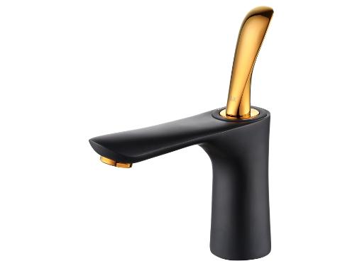 Изображение товара Смеситель для раковины D&K Venice.Baciano черный-золото, керамический картридж, современный дизайн