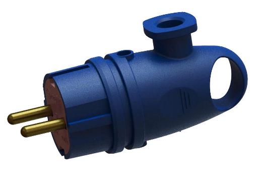 Изображение товара Вилка СВЕТ В 16-002 синий угловая IP 44 заземление и кольцо извлечения