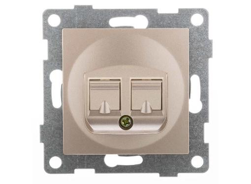 Изображение товара Механизм розетки GUSI ELECTRIC С11КТ-027 для RJ45 и RJ12, IP20, шампань