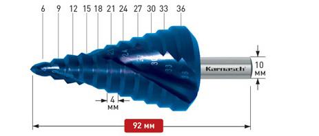 фото Сверло ступенчатое karnasch ф36х92мм трехгранный (20.1450)