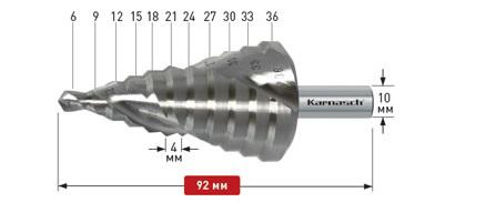 фото Сверло ступенчатое karnasch ф36х92мм трехгранный (20.1450u)