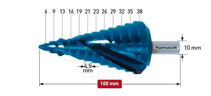 фото Сверло ступенчатое karnasch ф38х100мм трехгранный (20.1470)