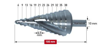 фото Сверло ступенчатое karnasch ф38х100мм трехгранный (20.1470u)