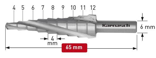 фото Сверло ступенчатое karnasch ф12х65мм трехгранный (21.3004)