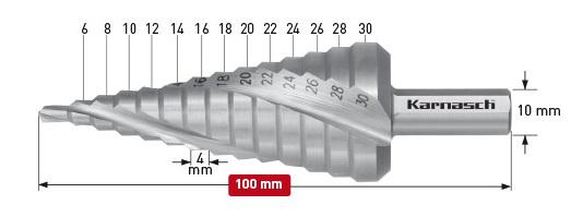 фото Сверло ступенчатое karnasch ф30х100мм трехгранный (21.3006)