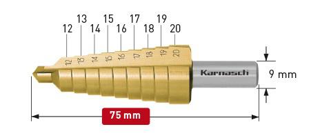 фото Сверло ступенчатое karnasch ф20х75мм цилиндрический (21.3009)