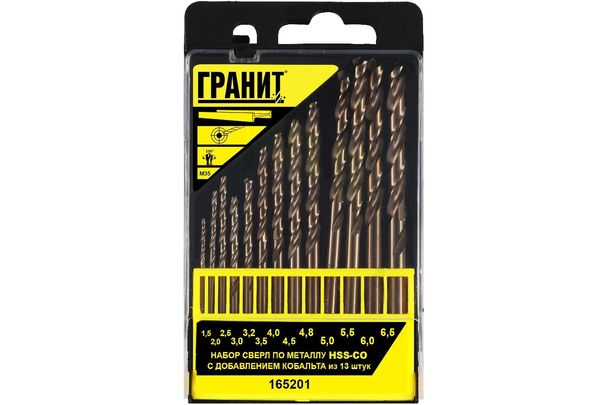 Набор сверл ГРАНИТ. 165201 13шт. купить в Казани по доступной цене:  характеристики и фото