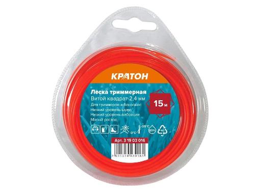 Изображение товара Леска для триммера КРАТОН 3 19 03 016 витой квадрат 2,4 мм эффективное срезание травы