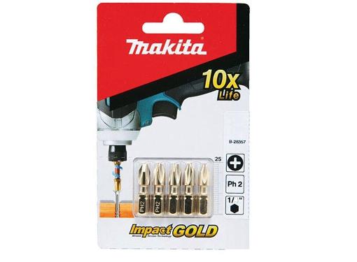 Изображение товара Бита MAKITA PH2 25мм Impact Gold набор 5 шт для шуруповерта