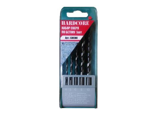 Изображение товара Набор сверл по бетону HARDCORE Ф4-10мм, 5 шт в пластиковом боксе