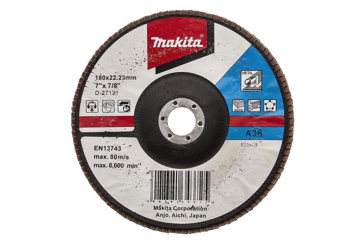 Круг Лепестковый Торцевой (КЛТ) Makita MAKITA D-27121 180 X 22, K36 - цена,  фото - купить в Москве, СПб и РФ