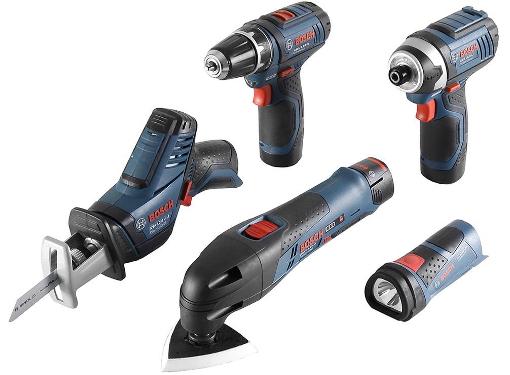 Изображение товара Набор аккумуляторного инструмента BOSCH (EX4): GSR + GOP + GDR + GSA + GLI (0615990EX4)
