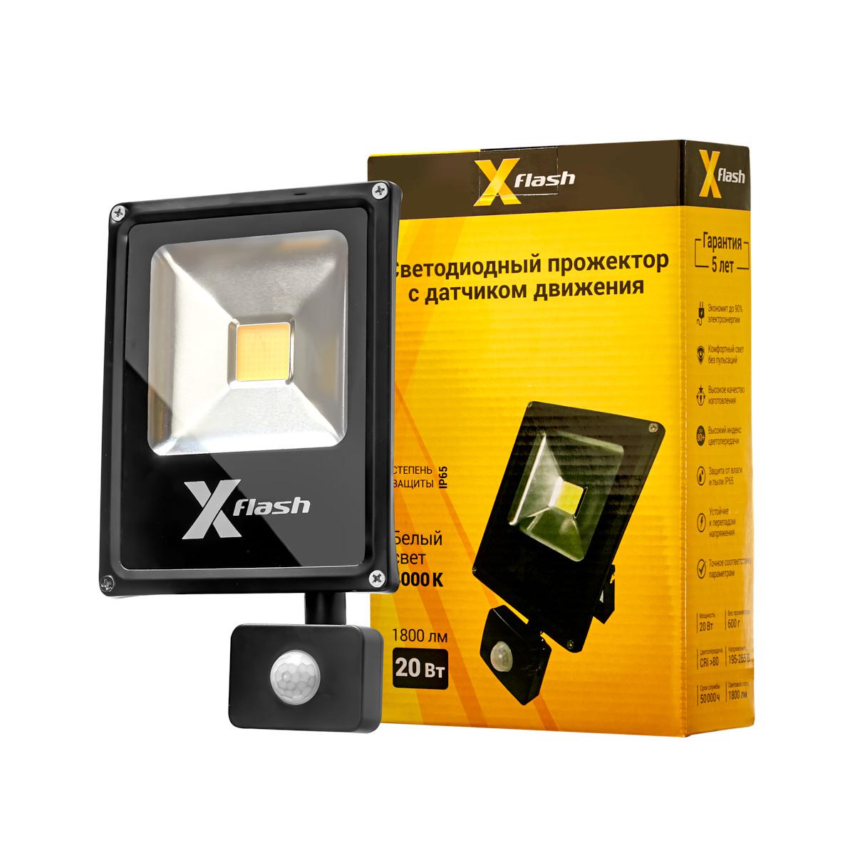фото Прожектор светодиодный x-flash 49233 xf-fl-cob-pir-20w-4000k