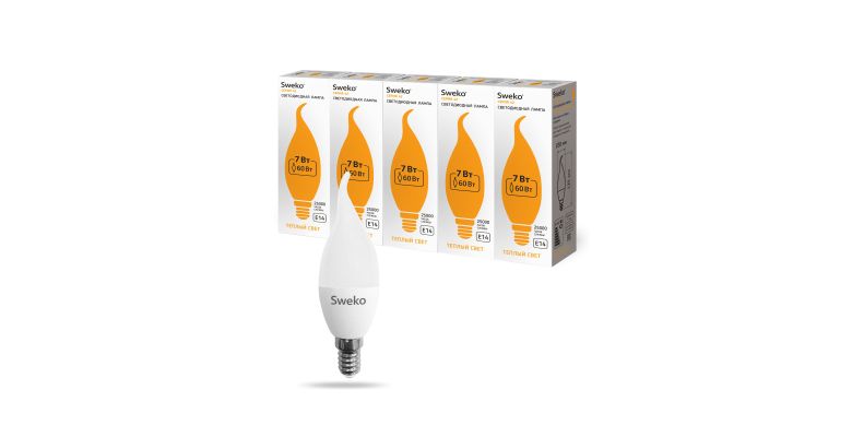 ����� ������������ SWEKO 42LED-C35-7W-230-3000K-E14-T 5 ��. (38791)
